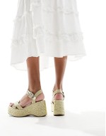 glam heeled metallic espadrille wedges in gold