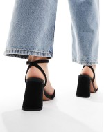 Wide Fit Hotel barely there block heeled sandals in black