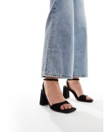 Wide Fit Hotel barely there block heeled sandals in black