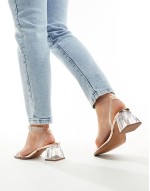 Wide Fit Hopeful block heeled sandals in clear and rose gold