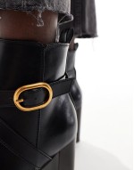Regan mid-heel buckle boots in black