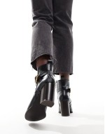 Regan mid-heel buckle boots in black