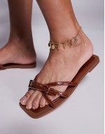 Simmi London Cydney Wide Fit buckle detail strap sandasl in tan
