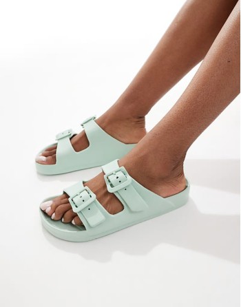 double strap sandal in sage
