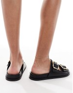 Tylee double buckle sandals in black leather