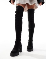 Kaz chunky heeled over the knee boots in black