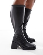 Curve Charlotte heeled knee boots in black