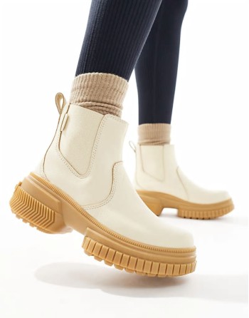 ONA AVE WP waterproof leather chelsea boots in honey white and gum sole