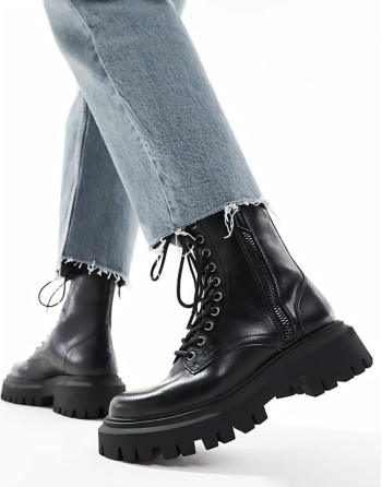‌Stylish zip up ankle boot in black