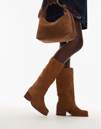 Ky-ley western knee boots in toffee washed suede