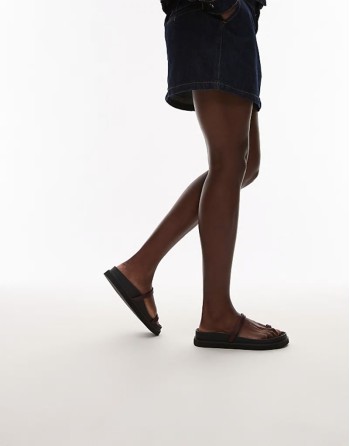 Josh minimal flat sandal in burgundy