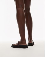 Josh minimal flat sandal in burgundy