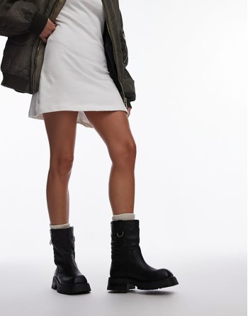 Loss Sale Quinn biker ankle boots in black grainy leather
