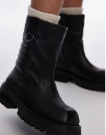 Loss Sale Quinn biker ankle boots in black grainy leather