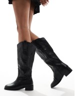 ‌Stylish western knee boots in black