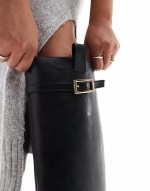 Wide Fit Callie smart flat riding knee boots in black