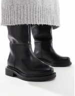 Wide Fit Callie smart flat riding knee boots in black