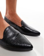 Celina pointed flat shoes in black snake