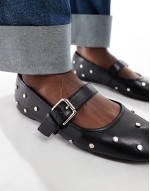 Lou studded Mary Jane ballet in black