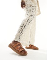 Mariesoleil footbed sandals in medium brown leather