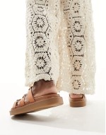 Mariesoleil footbed sandals in medium brown leather