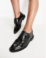 Wide Fit More flat lace up shoes in black