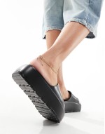 60% New Wide Fit Freedom cleated flatform slider in black