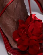 Simmi London Betty 3D floral strappy barely there high heeled sandals in red
