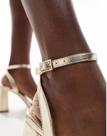 Hotel barely there block heeled sandals in gold