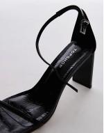 Gus 2 part barely there heeled sandals in black