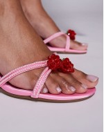 Fructose slip on kitten heel sandals in pink