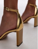 Gus 2 part barely there heeled sandals in gold